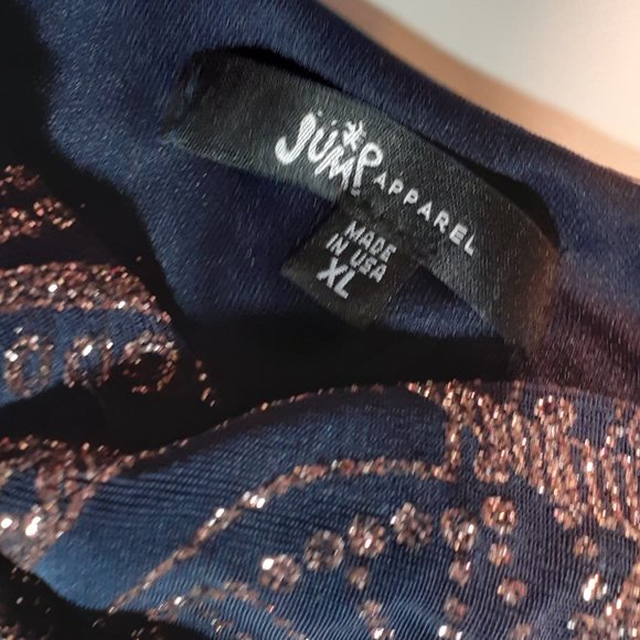 Navy Blue Camisole with Glitter Gold, NWT XL - Picture 3 of 3